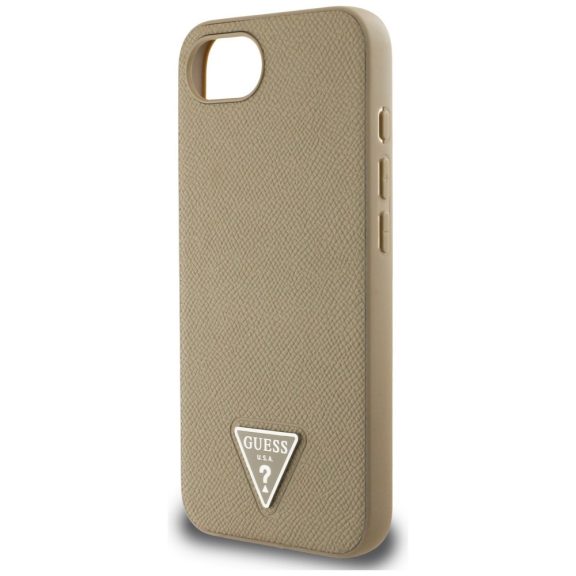 Guess Grained Triangle Apple iPhone 17e / iPhone 16e MagSafe tok, világosbarna