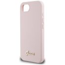 Guess Silicone Script Metal Logo Apple iPhone 17e / iPhone 16e MagSafe szilikon tok, rózsaszín