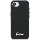 Guess Silicone Script Metal Logo Apple iPhone 17e / iPhone 16e MagSafe szilikon tok, fekete