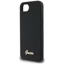 Guess Silicone Script Metal Logo Apple iPhone 17e / iPhone 16e MagSafe szilikon tok, fekete