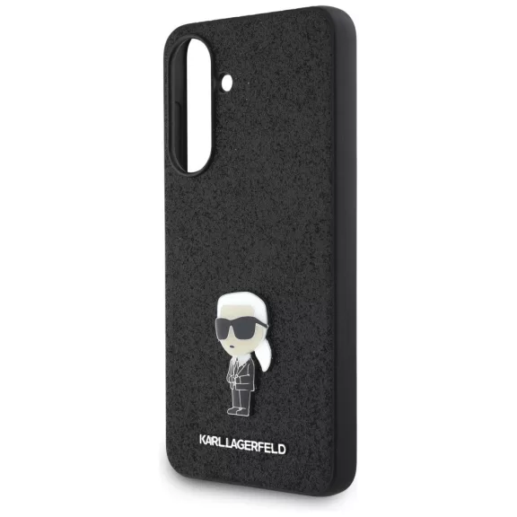 Karl Lagerfeld Fixed Glitter Ikonik Metal Pin Samsung Galaxy A36 hátlap tok, fekete