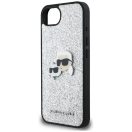 Karl Lagerfeld Fixed Glitter Ikonik Metal Pin Apple iPhone 17e / iPhone 16e hátlap tok, ezüst