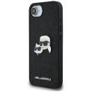 Karl Lagerfeld Fixed Glitter Ikonik Metal Pin Apple iPhone 17e / iPhone 16e hátlap tok, fekete