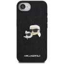 Karl Lagerfeld Fixed Glitter Ikonik Metal Pin Apple iPhone 17e / iPhone 16e hátlap tok, fekete