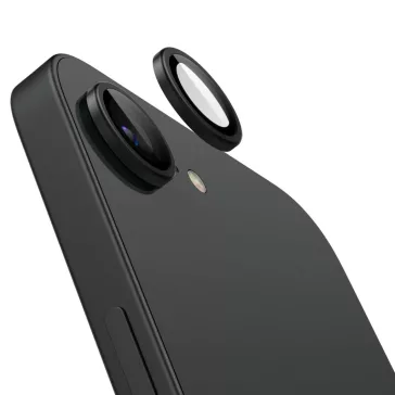   Spigen Glas.tR EZ Fit Optik Pro Apple iPhone 17E / 16E Tempered kameralencse-védő fólia felhelyező kerettel, fekete (2db)