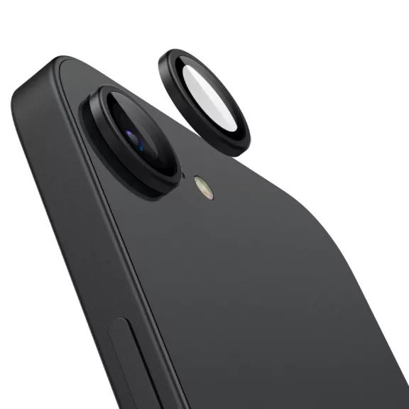 Spigen Glas.tR EZ Fit Optik Pro Apple iPhone 17E / 16E Tempered kameralencse-védő fólia felhelyező kerettel, fekete (2db)
