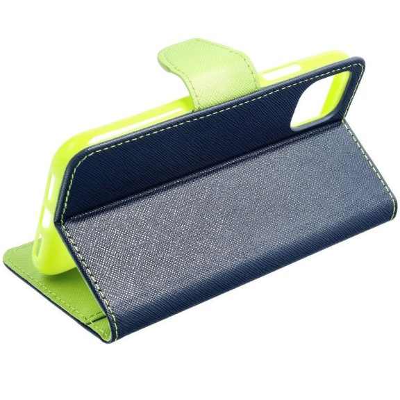 Fancy Motorola G35 5G mágneses flip tok, kék-lime