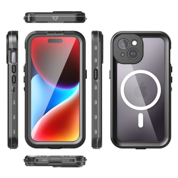 Shellbox Apple iPhone 15 Pro Max MagSafe vízálló tok, fekete