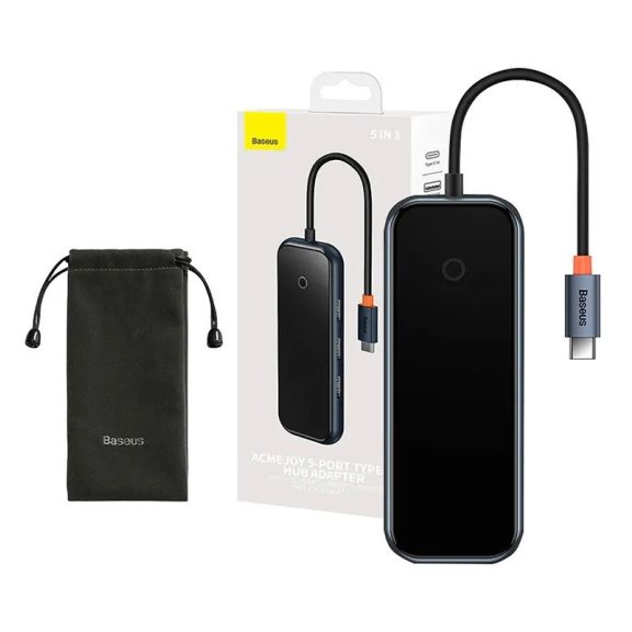 Baseus AcmeJoy 5 az 1-ben hub, USB-C - 2xUSB-A 3.0, USB-A 2.0, USB-C PD, HDMI, sötétszürke