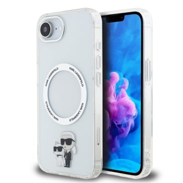   Karl Lagerfeld PU Saffiano Karl and Choupette Apple iPhone 17e / iPhone 16e hátlap tok, átlátszó