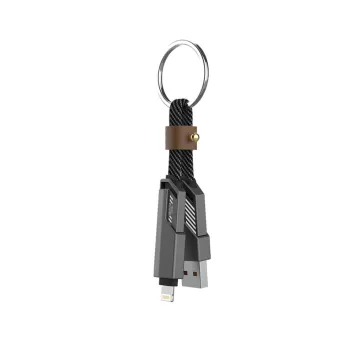   4smarts ComboCord USB-C / USB-C / USB-A töltő és adatkábel, 240W, 1,5m, kulcstartó kábellel, szürke