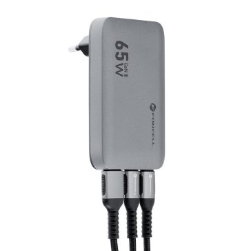   Forcell F-Energy GaN III VT-47 ultra vékony utazó / töltő adapter, 2X USB-C + USB-A, 4A, 65w, szürke