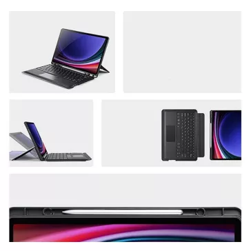   Dux Ducis DK Samsung Tab S9/ S9FE/ S10FE / S10 Lite kihajtható tok vezeték nélküli billentyűzettel, fekete