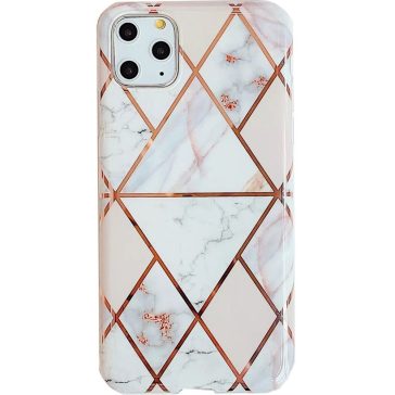   Apple iPhone 13 Pro, Szilikon tok, sokszöges márvány minta, Wooze Geometric Marble, színes/fehér