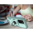 Apple iPhone XS Max, Műanyag hátlap védőtok és előlapi keret, szilikon belső, közepesen ütésálló, kamera védelem, telefontartó gyűrű, Wooze Military Armor, zöld/rózsaszín