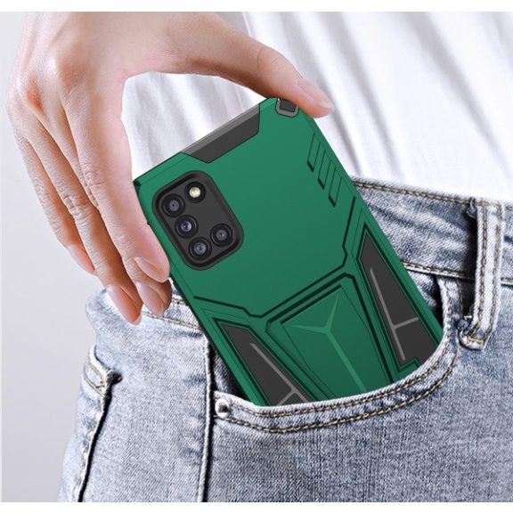 Motorola Moto E7 Power / E7i Power, Műanyag hátlap védőtok szilikon belső, közepesen ütésálló, kitámasztóval, Wooze Supportive Care, zöld