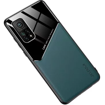   Samsung Galaxy A73 5G SM-A736B, Szilikon tok, bőr és plexi hátlap, közepesen ütésálló, mágneses tartóval kompatibilis, Wooze Texture, zöld