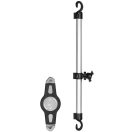 Autós tartó, Univerzális, Tablet PC tartó, 7 - 11 coll, két ülés közé a fejtámlára szerelhető, 360°-ban forgatható, teleszkópos nyél, ezüst