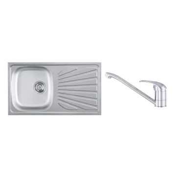   Luna Flex 1D 90 Inox Mosogató és Gamma Alfa Konyhai Csaptelep Szett