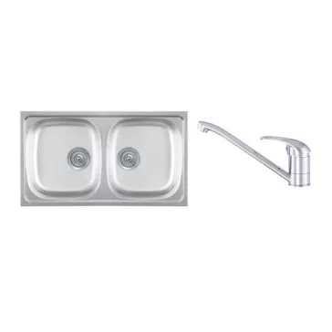   Luna Flex 2D 90 Kétmedencés Inox Mosogató és Gamma Alfa Konyhai Csaptelep Szett