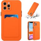 Apple iPhone 14, Szilikon tok, kártyatartóval, Wooze Card Slot, narancssárga