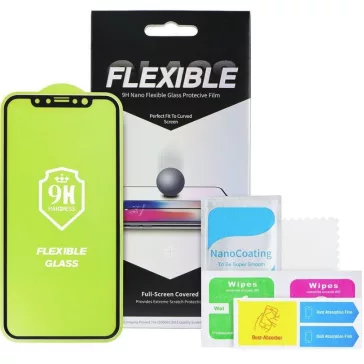   Apple iPhone 14 Pro Max, Kijelzővédő fólia, ütésálló fólia, Tempered Glass (edzett üveg), 5D, Full Glue, Nano Flexi Glass, fekete