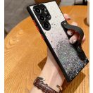 Apple iPhone 11 Pro Max, Szilikon tok, közepesen ütésálló, kézpánttal, színátmenetes, csillogó minta, Wooze Strap Star, mintás/fekete