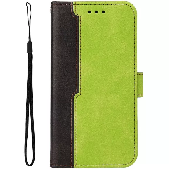 Samsung Galaxy A14 4G / A14 5G SM-A145F / A146B, Oldalra nyíló tok, stand, kártyatartóval, kézpánttal, Wooze Colour Wallet, zöld