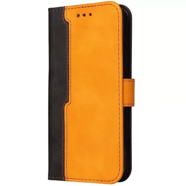  Samsung Galaxy A22 4G SM-A225F, Oldalra nyíló tok, stand, kártyatartóval, kézpánttal, Wooze Colour Wallet, narancssárga