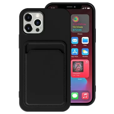   Samsung Galaxy A14 4G / A14 5G SM-A145F / A146B, Szilikon tok, kártyatartóval, Wooze Card Slot, fekete