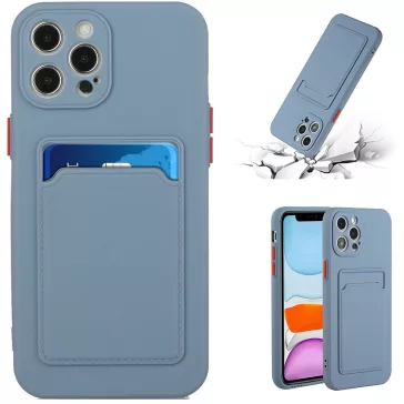   Samsung Galaxy A14 4G / A14 5G SM-A145F / A146B, Szilikon tok, kártyatartóval, Wooze Card Slot, leander-szürke
