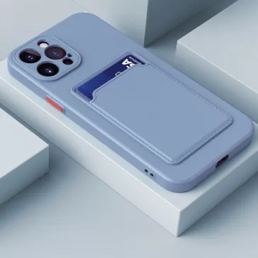   Samsung Galaxy A14 4G / A14 5G SM-A145F / A146B, Szilikon tok, kártyatartóval, Wooze Card Slot, leander-szürke