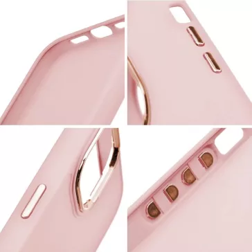   Samsung Galaxy A14 4G / A14 5G SM-A145F / A146B, Szilikon tok, közepesen ütésálló, fémhatású kamera keret, Frame Case, rózsaszín