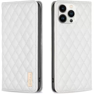   Samsung Galaxy A42 5G / M42 5G SM-A426B / M426B, Oldalra nyíló tok, stand, kártyatartóval, 3D rombusz minta, Wooze Pillow, fehér