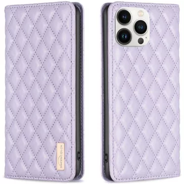   Samsung Galaxy A42 5G / M42 5G SM-A426B / M426B, Oldalra nyíló tok, stand, kártyatartóval, 3D rombusz minta, Wooze Pillow, lila