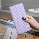 Samsung Galaxy A73 5G SM-A736B, Oldalra nyíló tok, stand, kártyatartóval, 3D rombusz minta, Wooze Pillow, lila