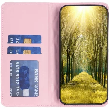   Samsung Galaxy A73 5G SM-A736B, Oldalra nyíló tok, stand, kártyatartóval, 3D rombusz minta, Wooze Pillow, rózsaszín