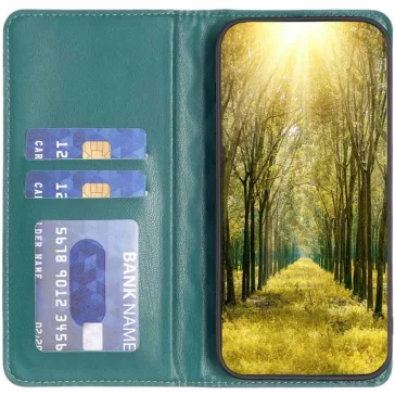   Samsung Galaxy A73 5G SM-A736B, Oldalra nyíló tok, stand, kártyatartóval, 3D rombusz minta, Wooze Pillow, zöld