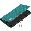 Samsung Galaxy A73 5G SM-A736B, Oldalra nyíló tok, stand, kártyatartóval, 3D rombusz minta, Wooze Pillow, zöld