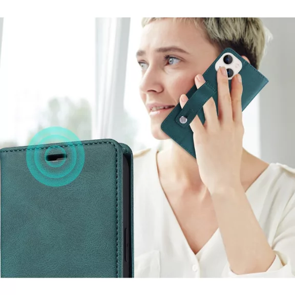 Samsung Galaxy A03s SM-A037F, Oldalra nyíló tok, stand, kártyatartóval, kézpánttal, Wooze Business Plus, zöld