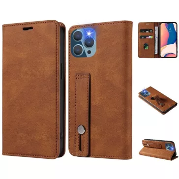   Samsung Galaxy A73 5G SM-A736B, Oldalra nyíló tok, stand, kártyatartóval, kézpánttal, Wooze Business Plus, barna