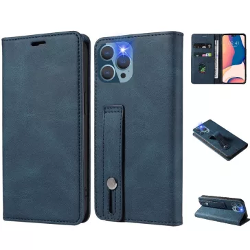   Samsung Galaxy A73 5G SM-A736B, Oldalra nyíló tok, stand, kártyatartóval, kézpánttal, Wooze Business Plus, kék