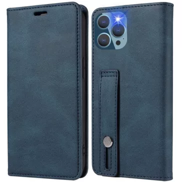   Samsung Galaxy A73 5G SM-A736B, Oldalra nyíló tok, stand, kártyatartóval, kézpánttal, Wooze Business Plus, kék