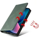 Samsung Galaxy A73 5G SM-A736B, Oldalra nyíló tok, stand, kártyatartóval, kézpánttal, Wooze Business Plus, sötétzöld
