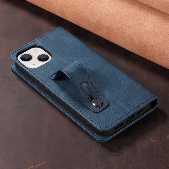 Huawei Honor 50 Lite / Nova 8i, Oldalra nyíló tok, stand, kártyatartóval, kézpánttal, Wooze Business Plus, kék