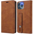 Xiaomi Redmi 10A, Oldalra nyíló tok, stand, kártyatartóval, kézpánttal, Wooze Business Plus, barna