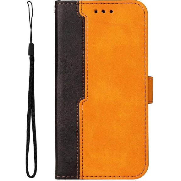 Xiaomi Redmi A1 Plus / A2 Plus / Poco C50, Oldalra nyíló tok, stand, kártyatartóval, kézpánttal, Wooze Colour Wallet, narancssárga