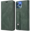 Xiaomi Redmi K60E, Oldalra nyíló tok, stand, kártyatartóval, kézpánttal, Wooze Business Plus, sötétzöld