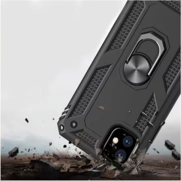   Samsung Galaxy A24 4G SM-A245F, Műanyag hátlap védőtok, közepesen ütésálló, szilikon belső, telefontartó gyűrű, Defender, piros
