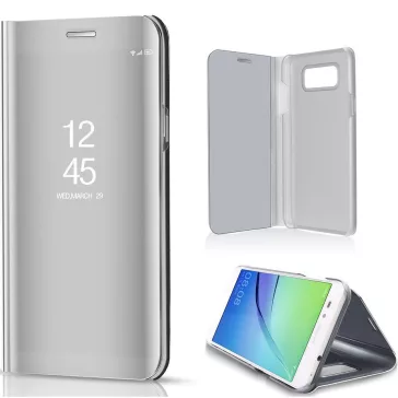   Samsung Galaxy A24 4G SM-A245F, Oldalra nyíló tok, hívás mutatóval, Smart View Cover, ezüst (utángyártott)